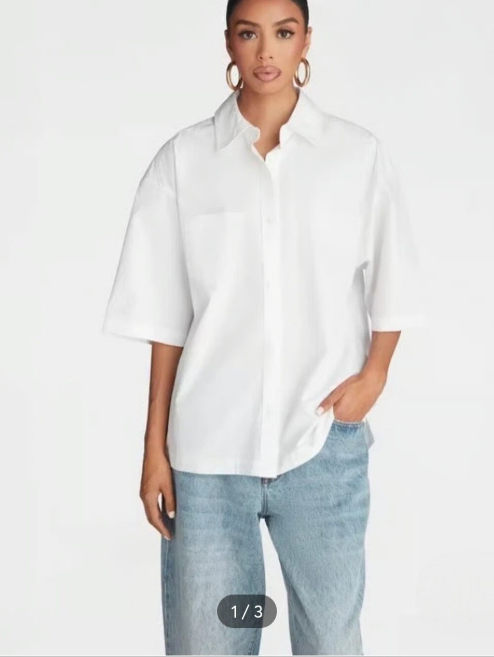 KBB by KAHLANA Women's 'The Crisp Collared Shirt- White L
